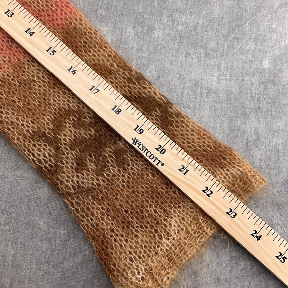 Talbots Sweater Women Medium Brown Coral‎ Stripe Mohair Crochet Cami VTG Fuzzy - Picture 9 of 13